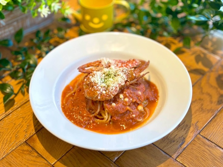 渡り蟹のトマトクリームパスタ